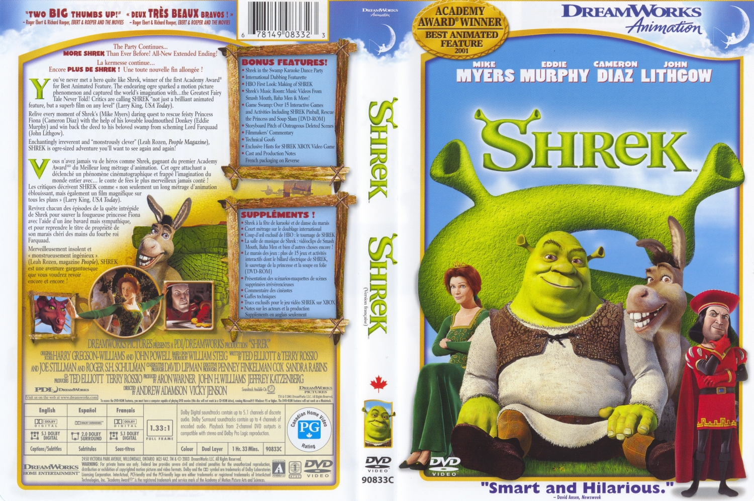 Covers Box Sk Shrek 2001 High Quality Dvd Blueray Movie