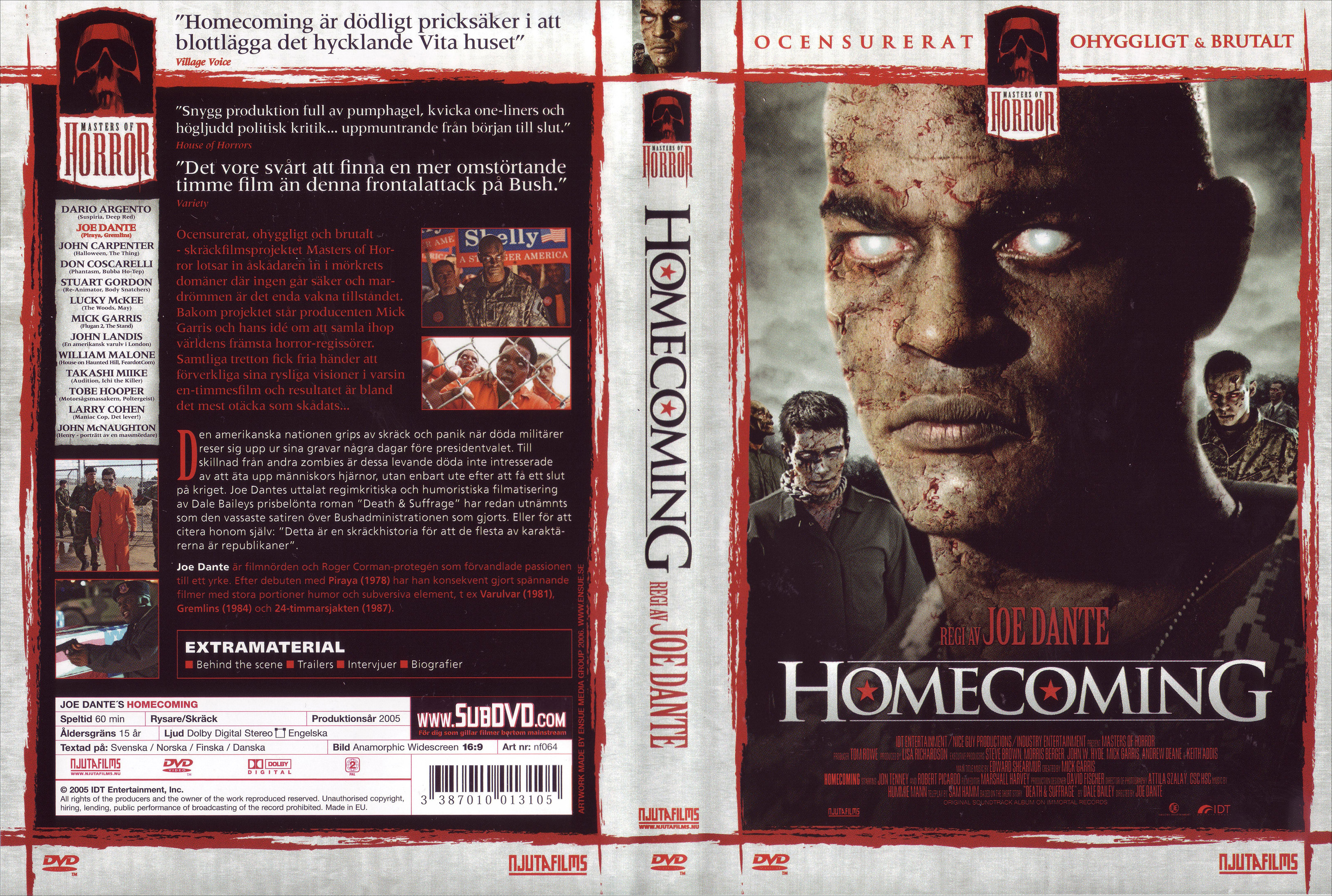 masters of horror - homecoming - front back.