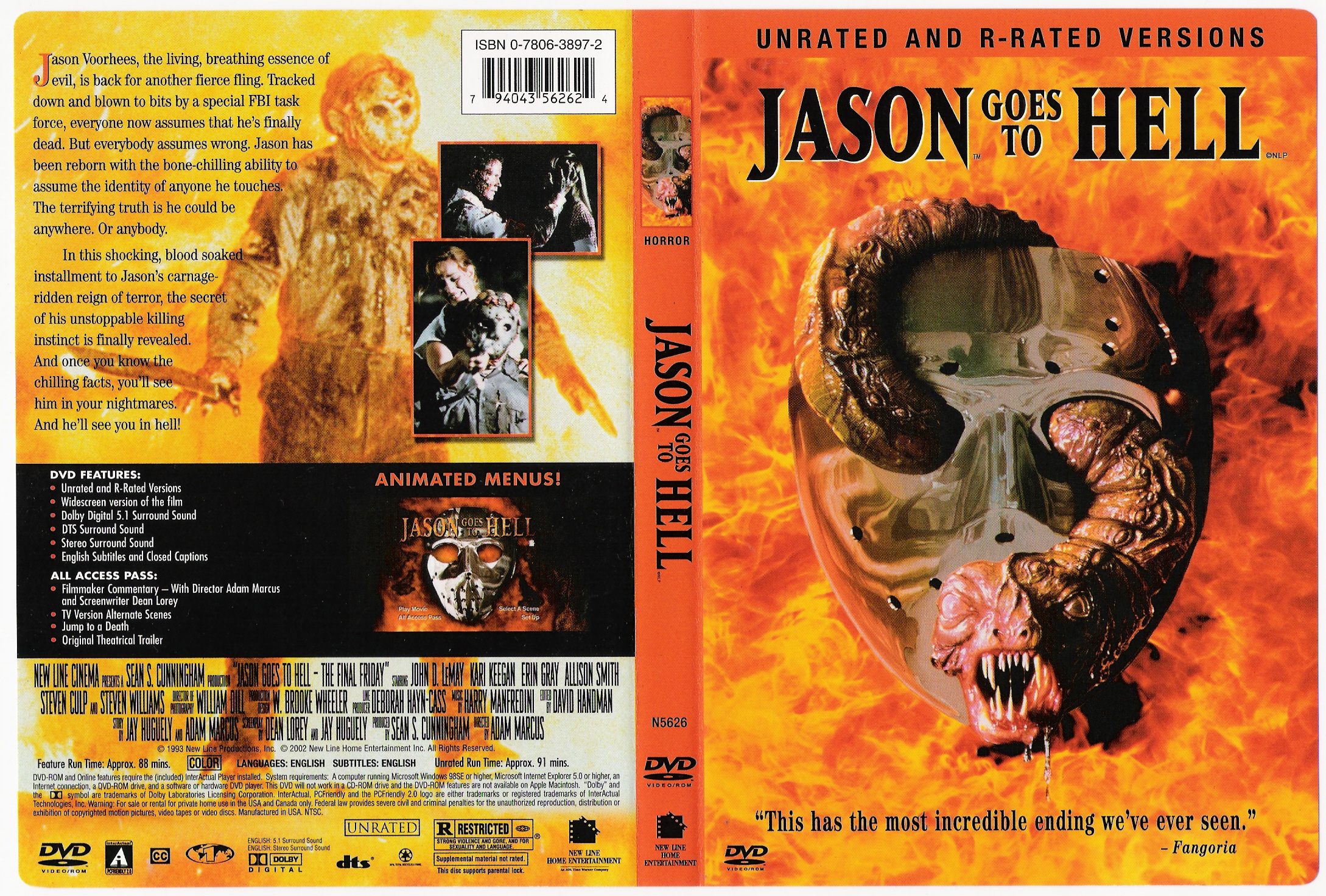 Fredag den 13 e del 9 -Jason goes to hell - front back.