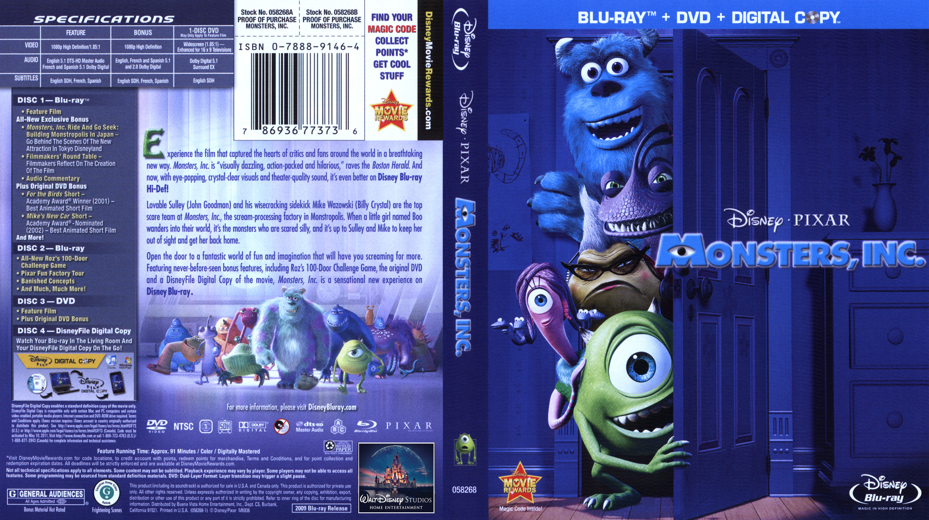 COVERS.BOX.SK ::: Monsters Inc (Blu-ray) - high quality DVD
