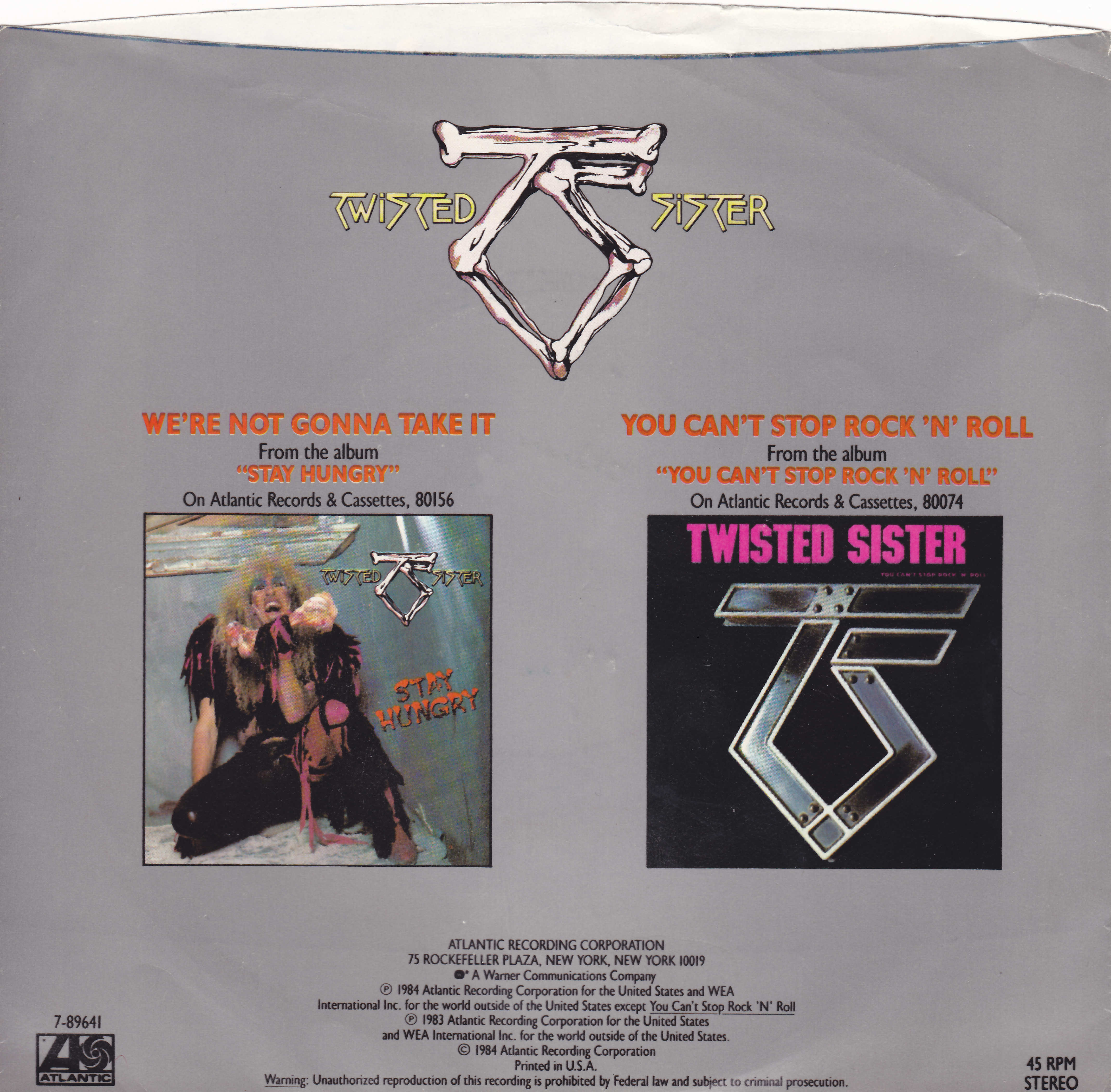 Covers Box Sk Twisted Sister We Re Not Gonna Take It Vinyl