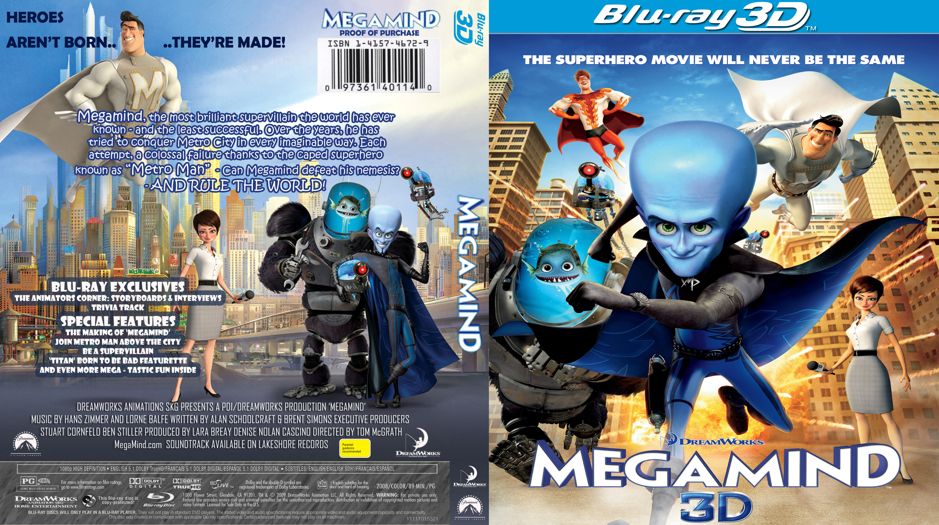 COVERS.BOX.SK ::: megamind (2010) 3d blu-ray disc - high quality 