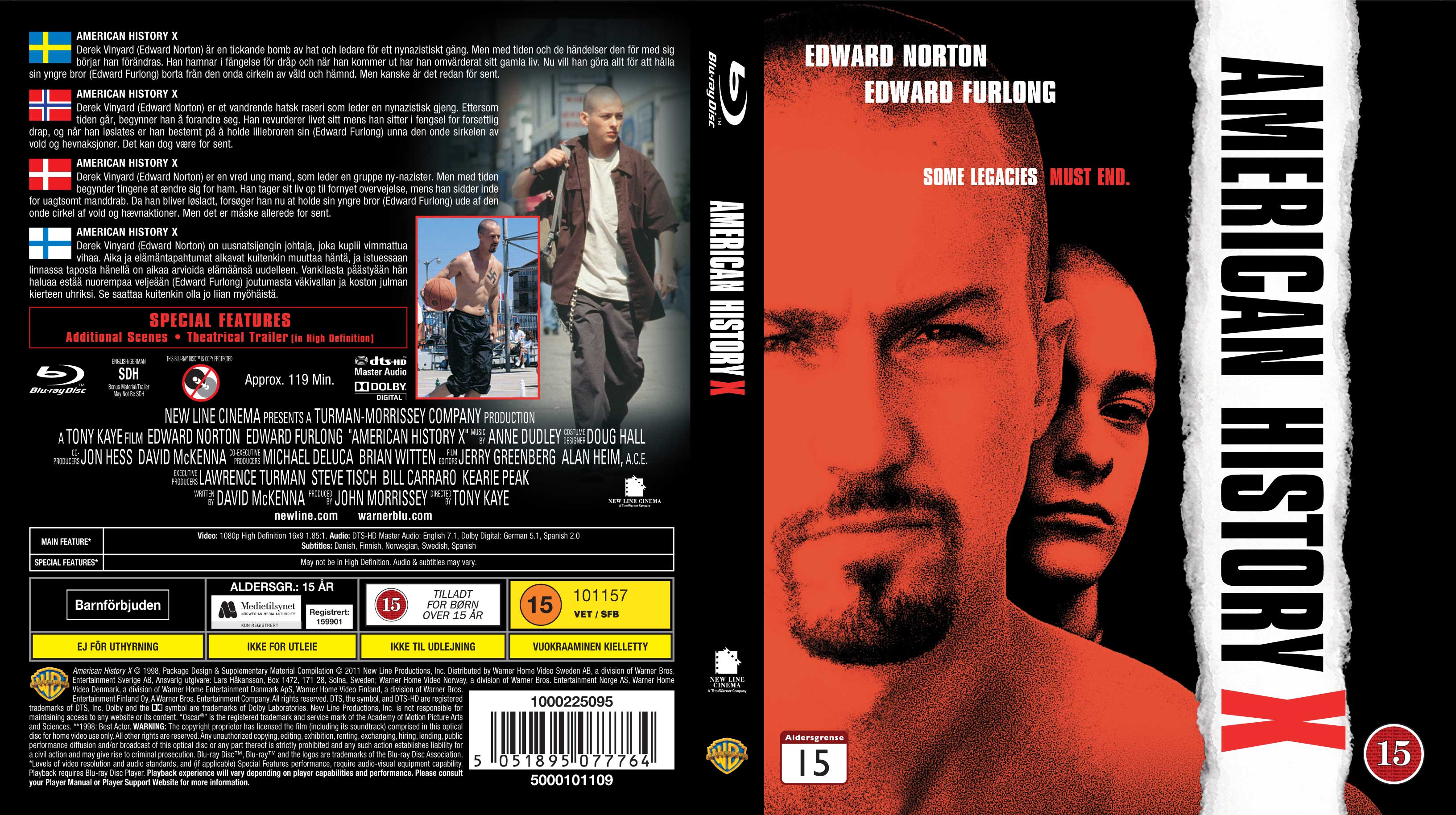 Covers Box Sk American History X 1998 Nordic High Quality Dvd Blueray Movie