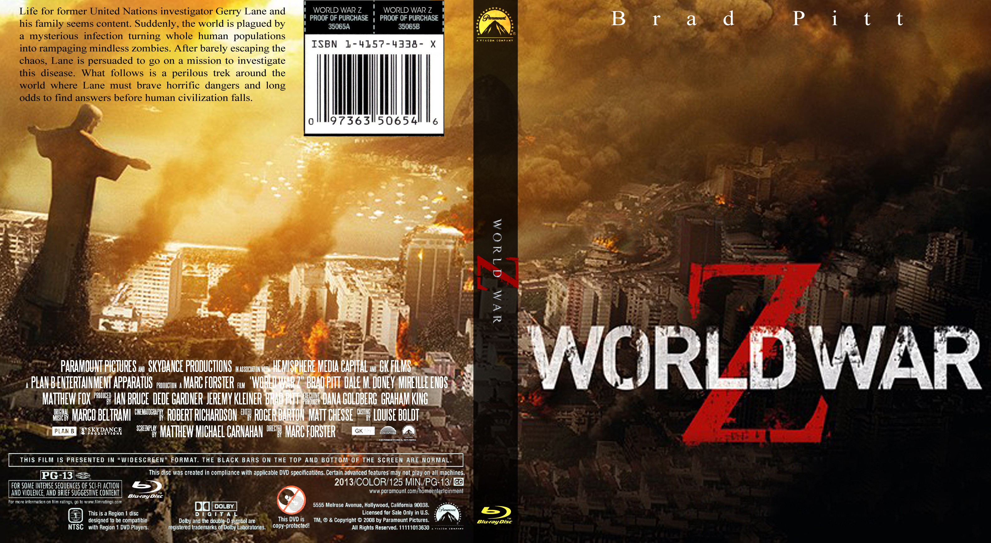 Covers Box Sk World War Z 13 Blu Ray High Quality Dvd Blueray Movie