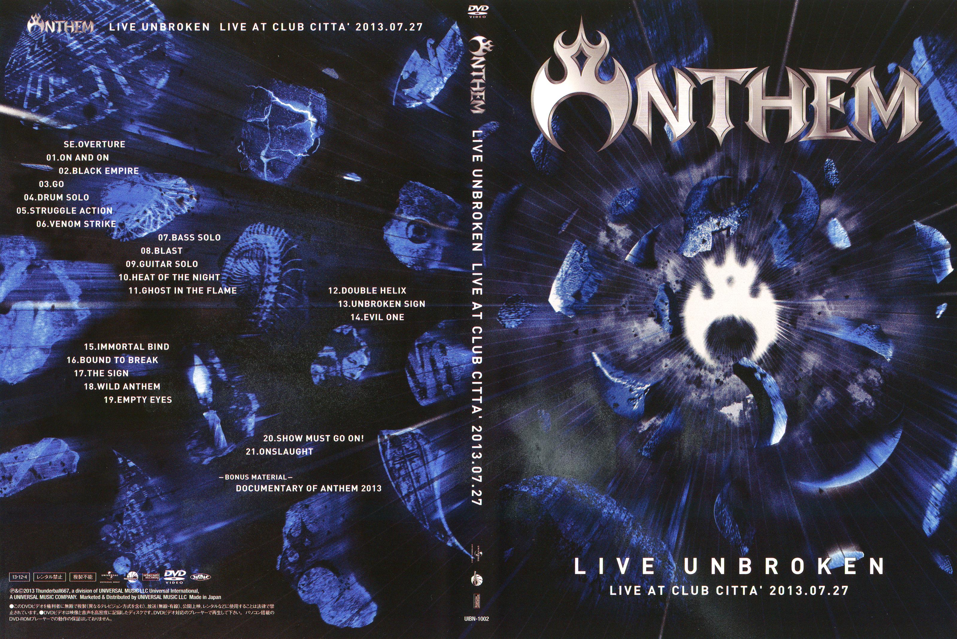 COVERS.BOX.SK ::: Anthem - Live Unbroken [2013] - high quality DVD