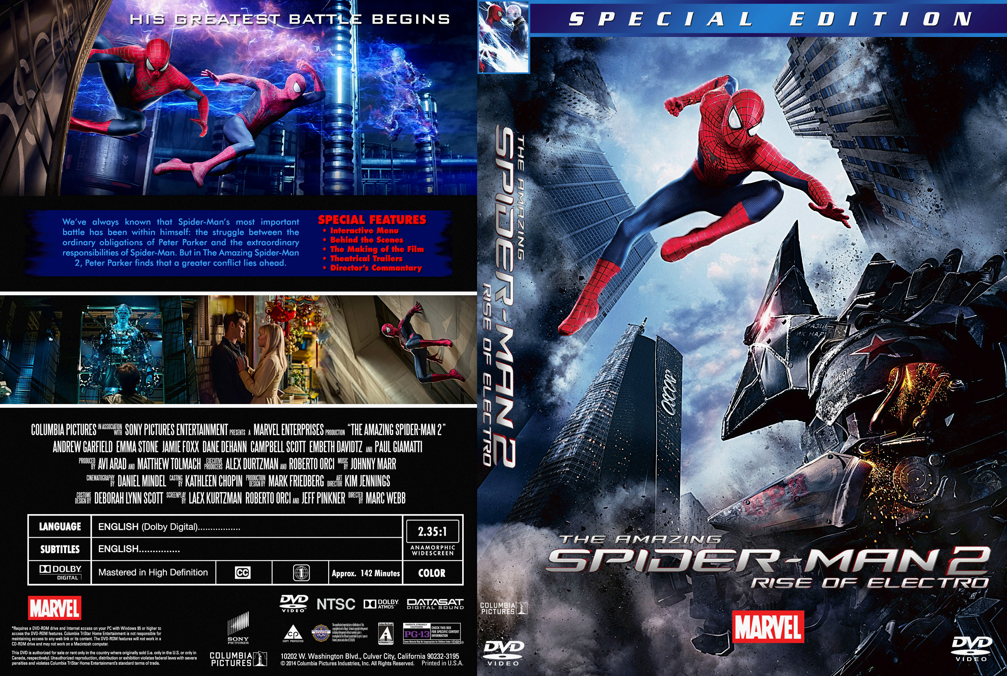The Amazing Spider-man 2: Rise Of Electro Blu-ray Dvd Cover 
