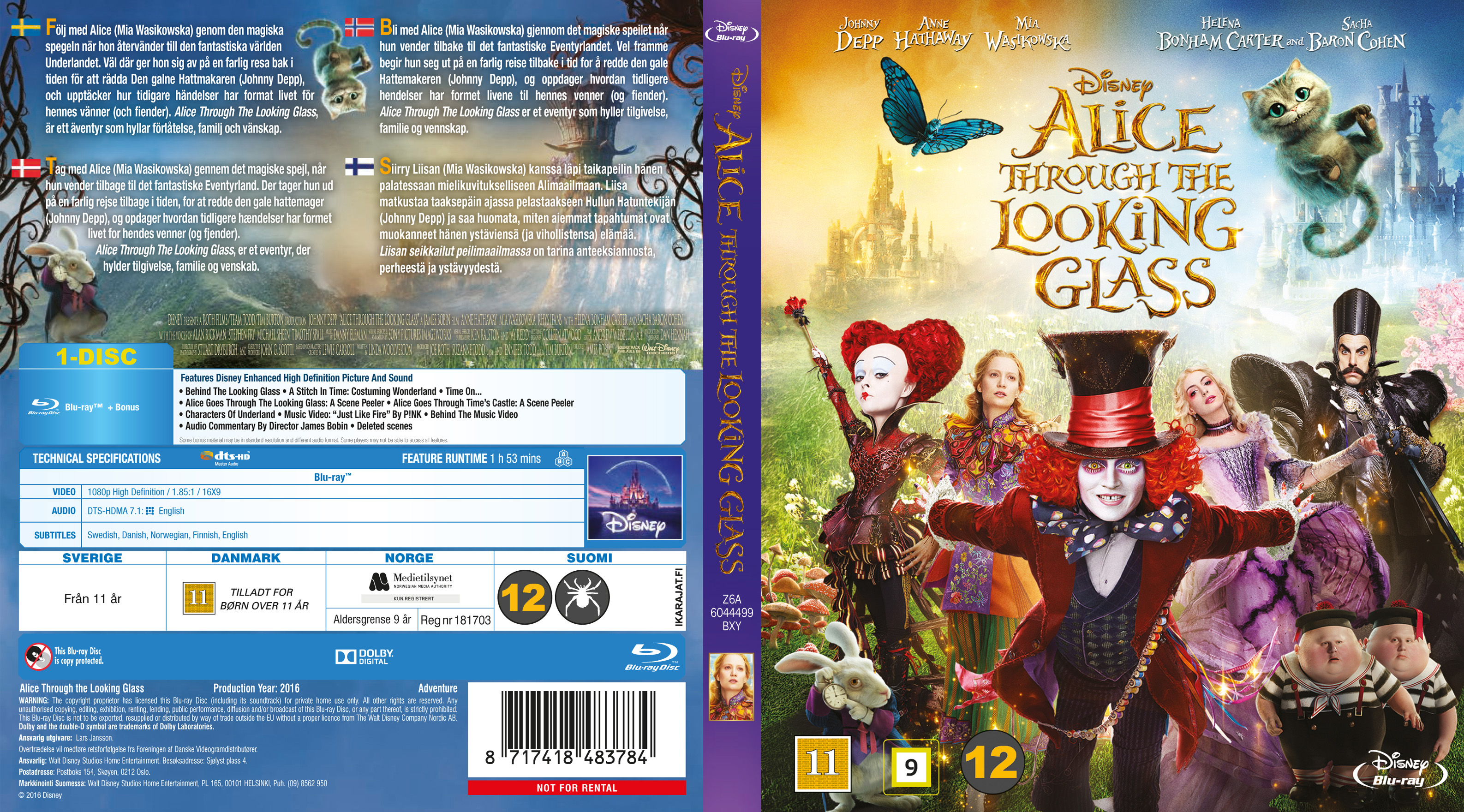prevent mammalian Situation COVERS.BOX.SK ::: Alice Through the Looking Glass - Blu-Ray - Nordic (2016)  - high quality DVD / Blueray / Movie