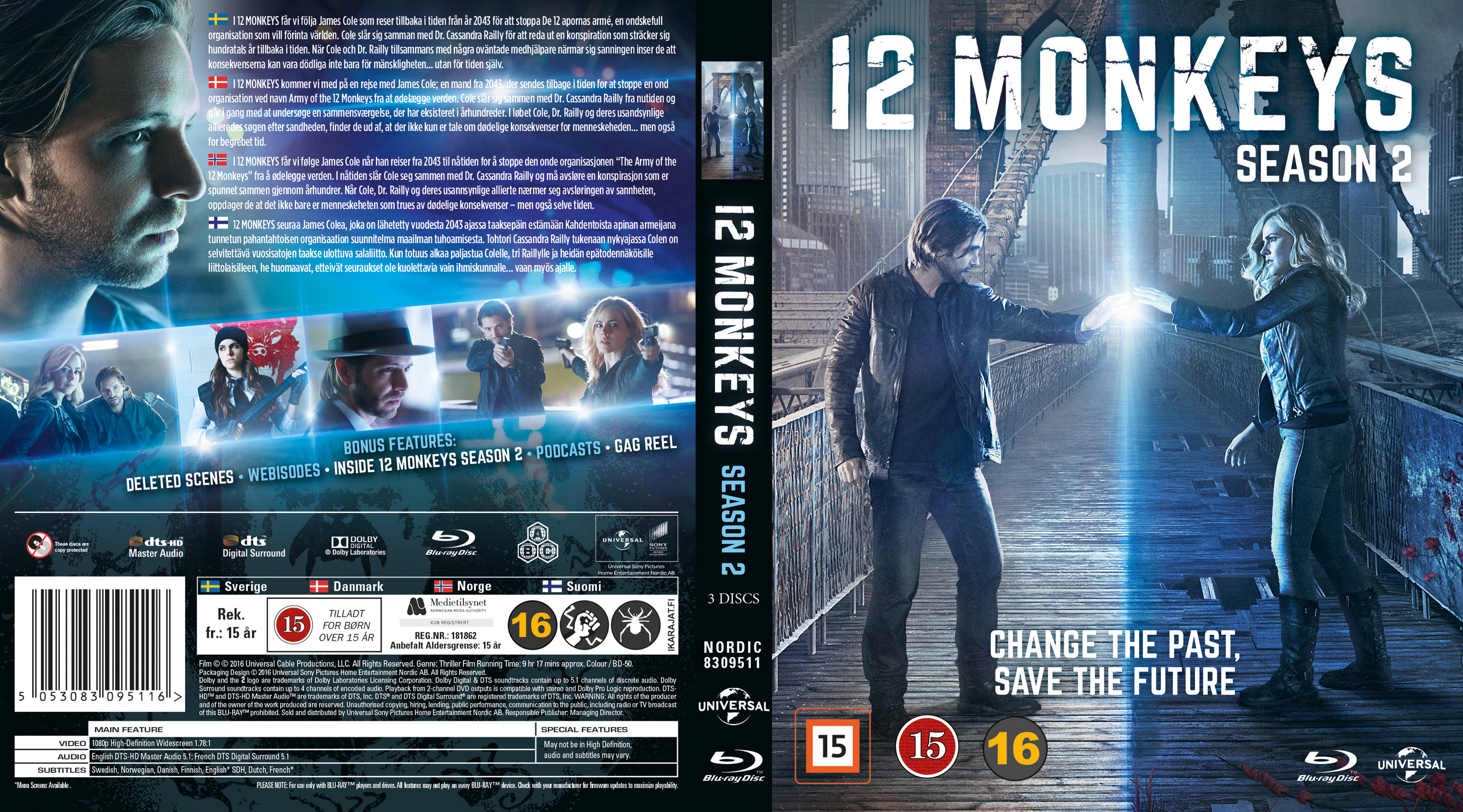 Covers Box Sk 12 Monkeys Season 2 Blu Ray Nordic High Quality Dvd Blueray Movie