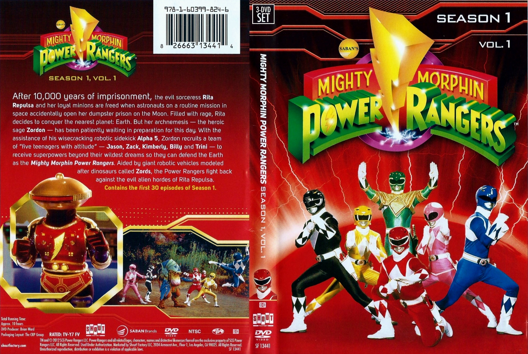 Mighty Morphin Power Rangers:Season 1 Vol.1 (1993) - front back.
