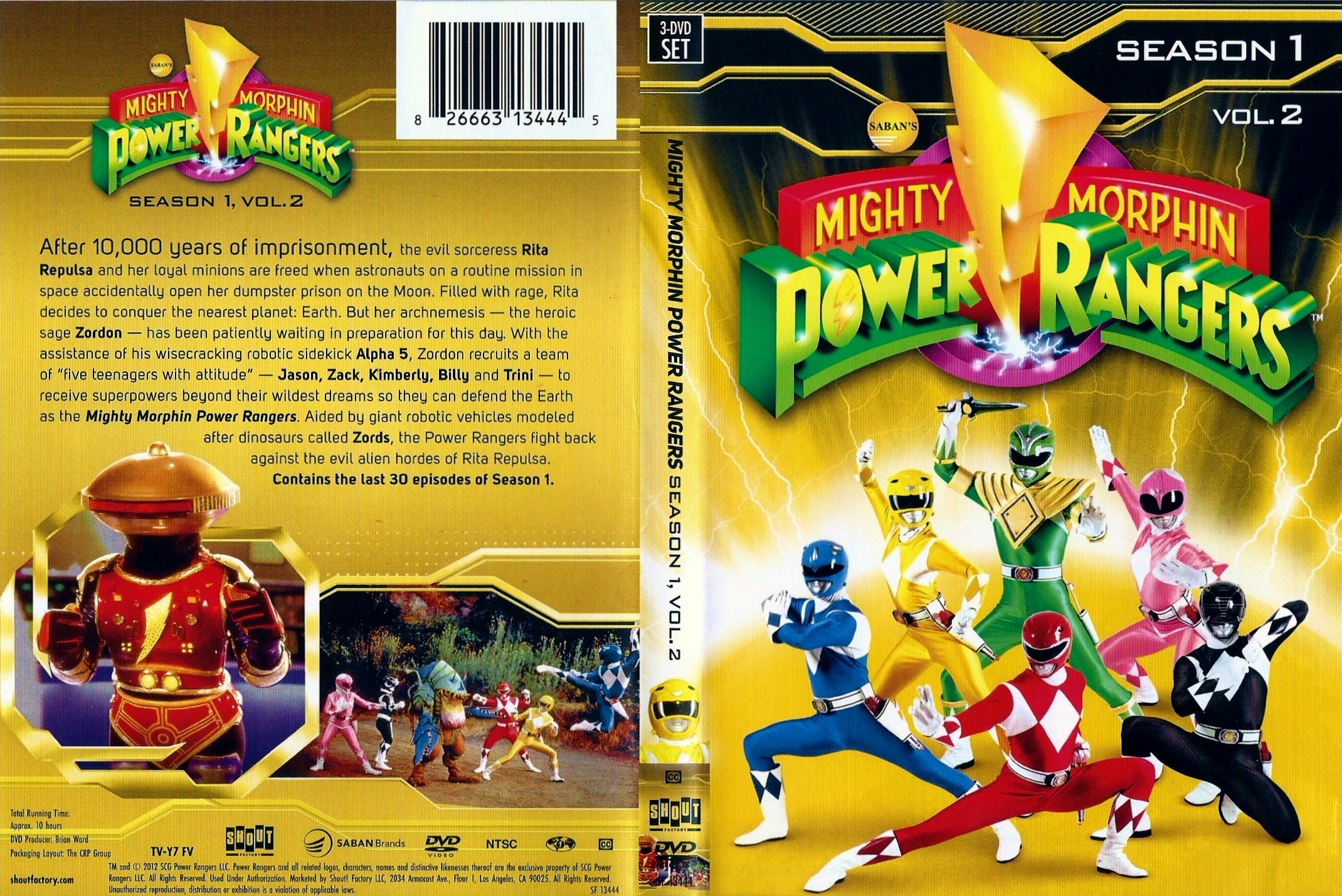 Mighty Morphin Power Rangers:Season 1 Vol.2 (1993) - front back.