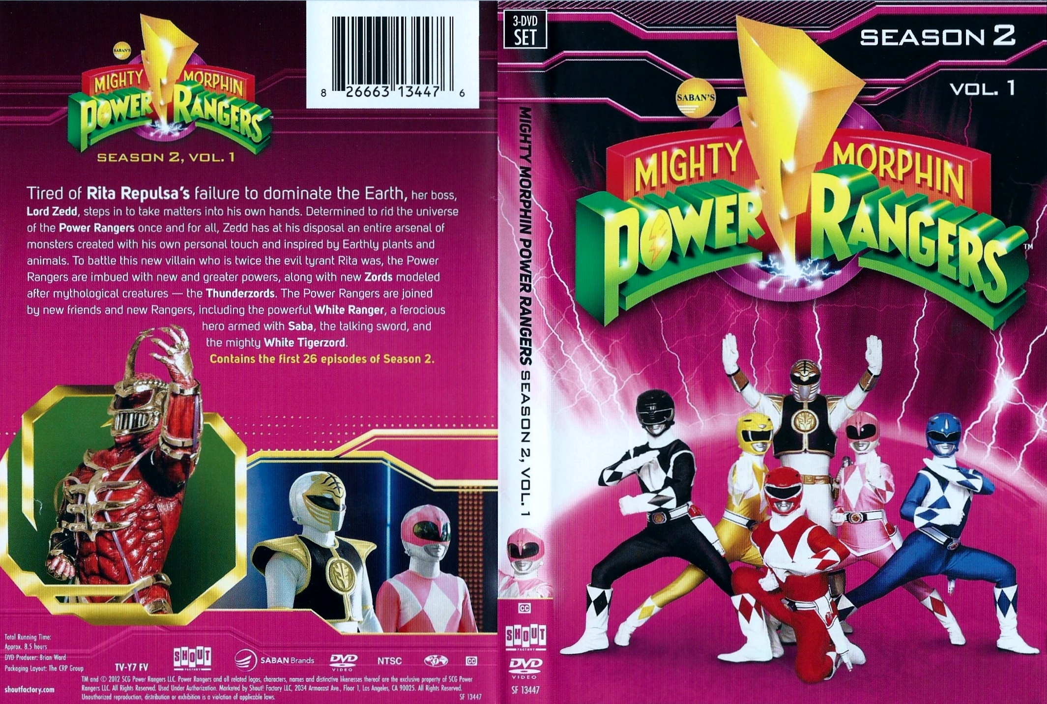 Mighty Morphin Power Rangers:Season 2 Vol.1 (1994) - front back.