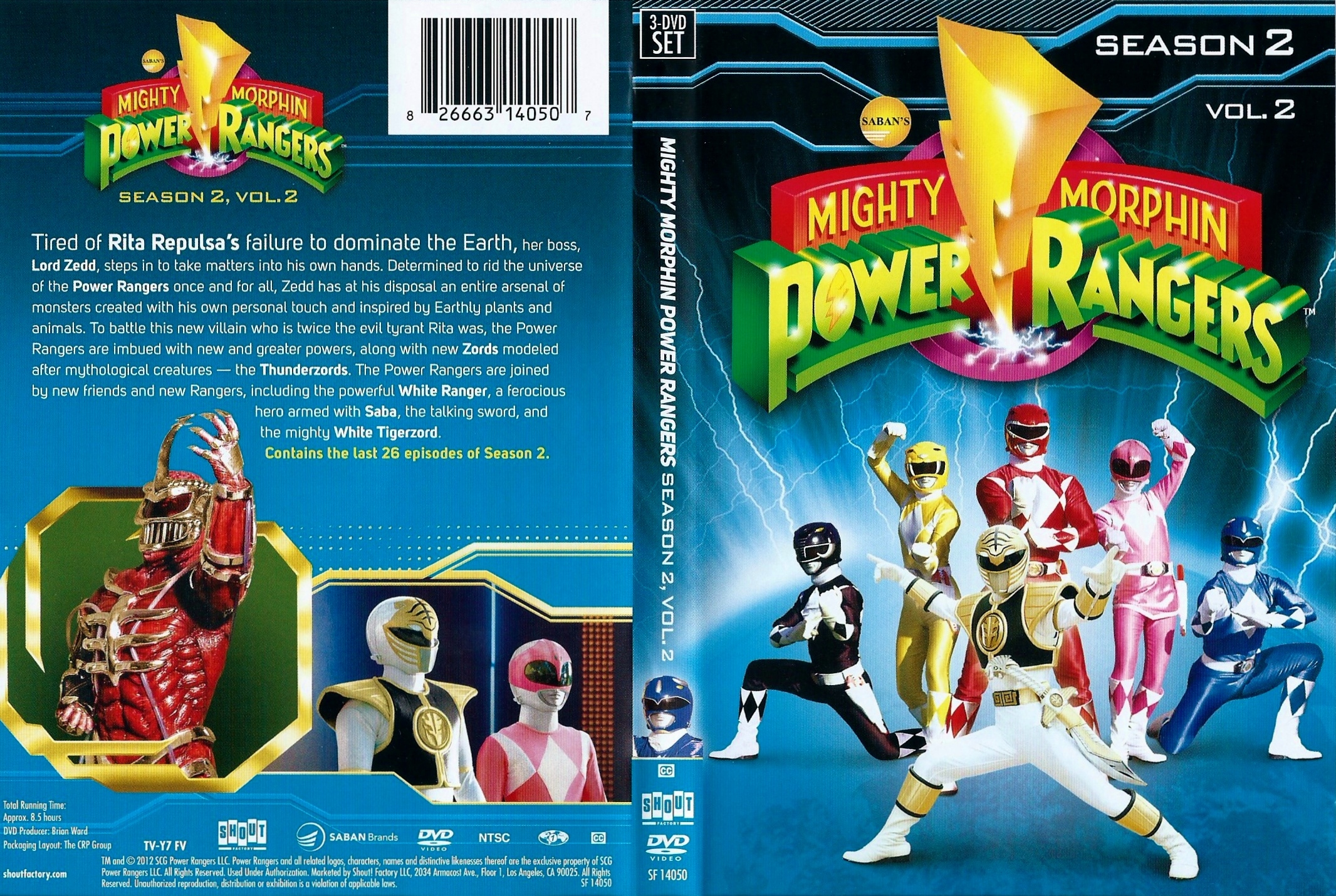 Mighty Morphin Power Rangers:Season 2 Vol.2 (1994) - front back.