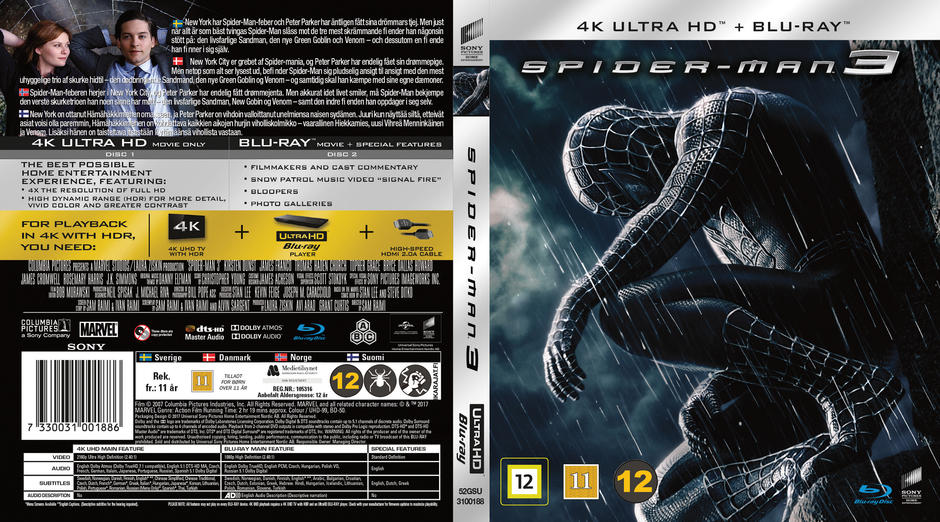  ::: Spider-Man 3 - Nordic - Blu-Ray 4K (2007) - high quality  DVD / Blueray / Movie