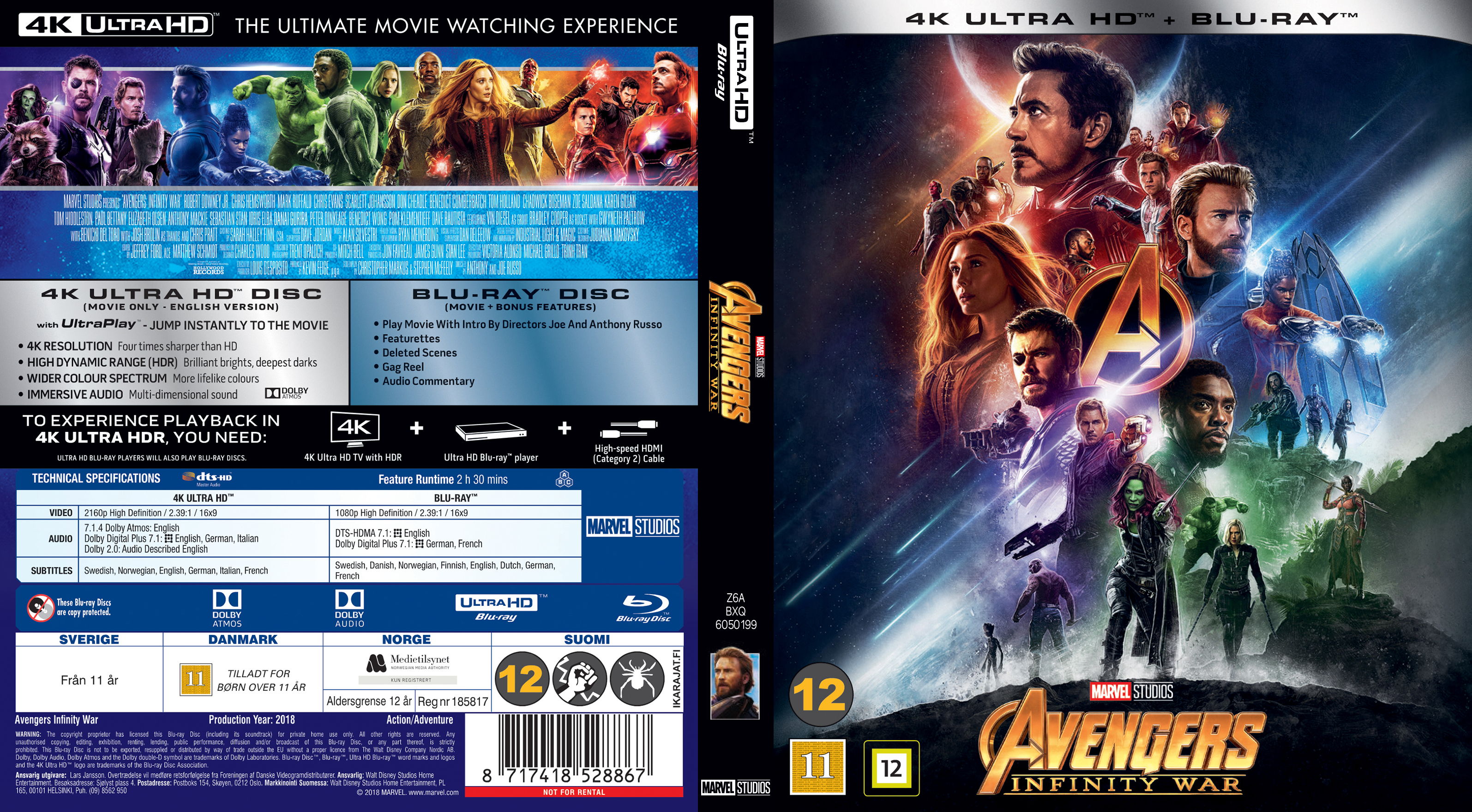 Avengers: Infinity War - Nordic - Blu-Ray 4K (2018) - front.