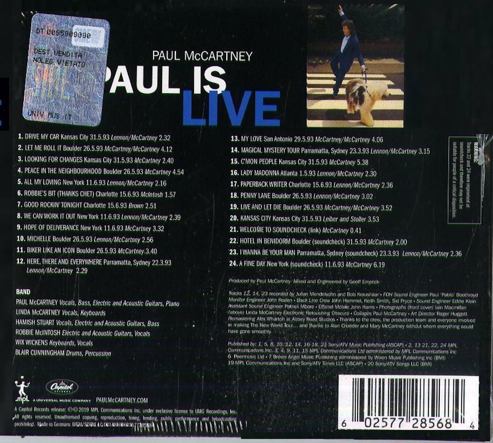 Live paul s. Paul is Live пол Маккартни. Paul MCCARTNEY Live. Paul is Live обложка. MCCARTNEY is Live.