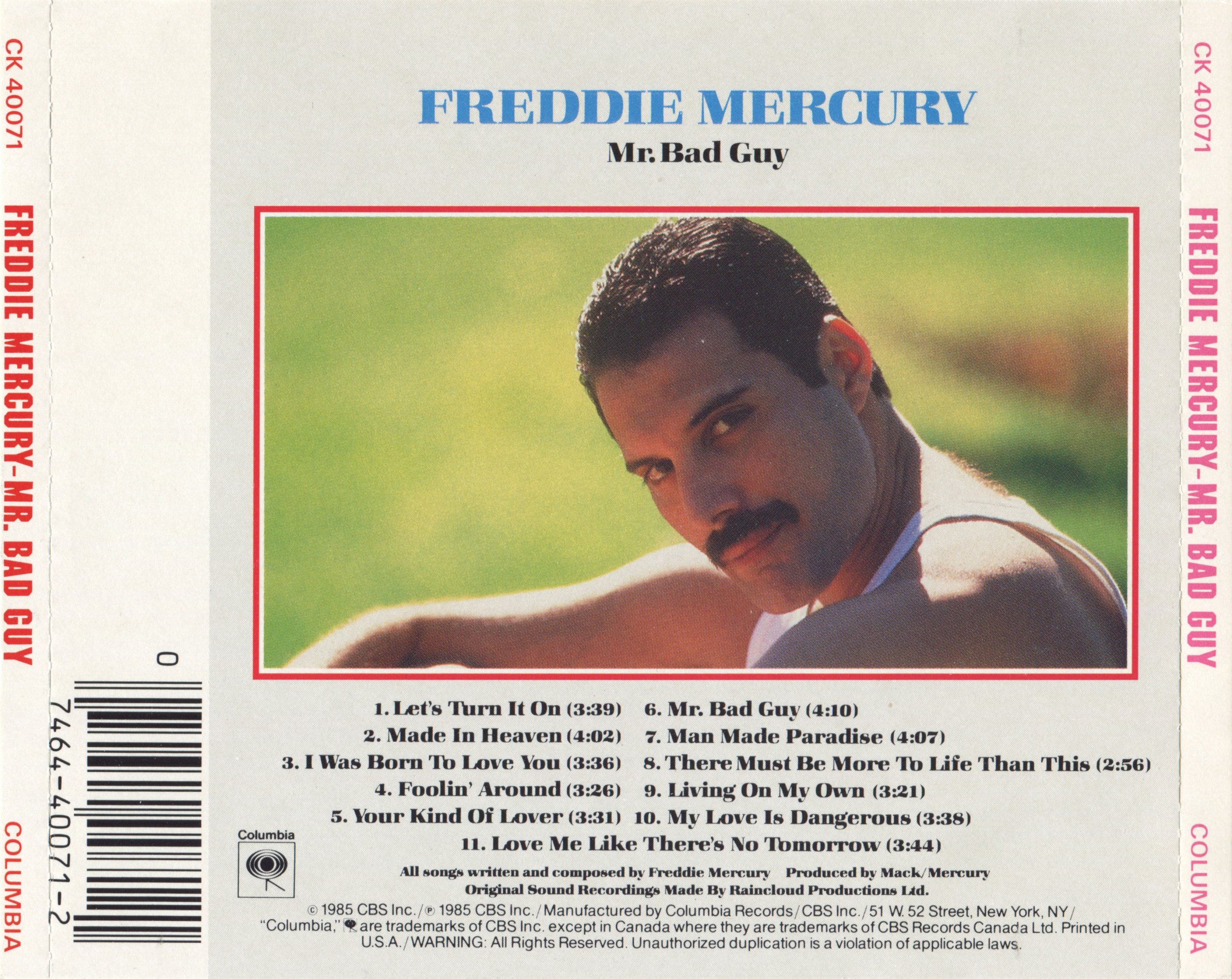 Freddie Mercury - Mr. Bad Guy (1985) - back.