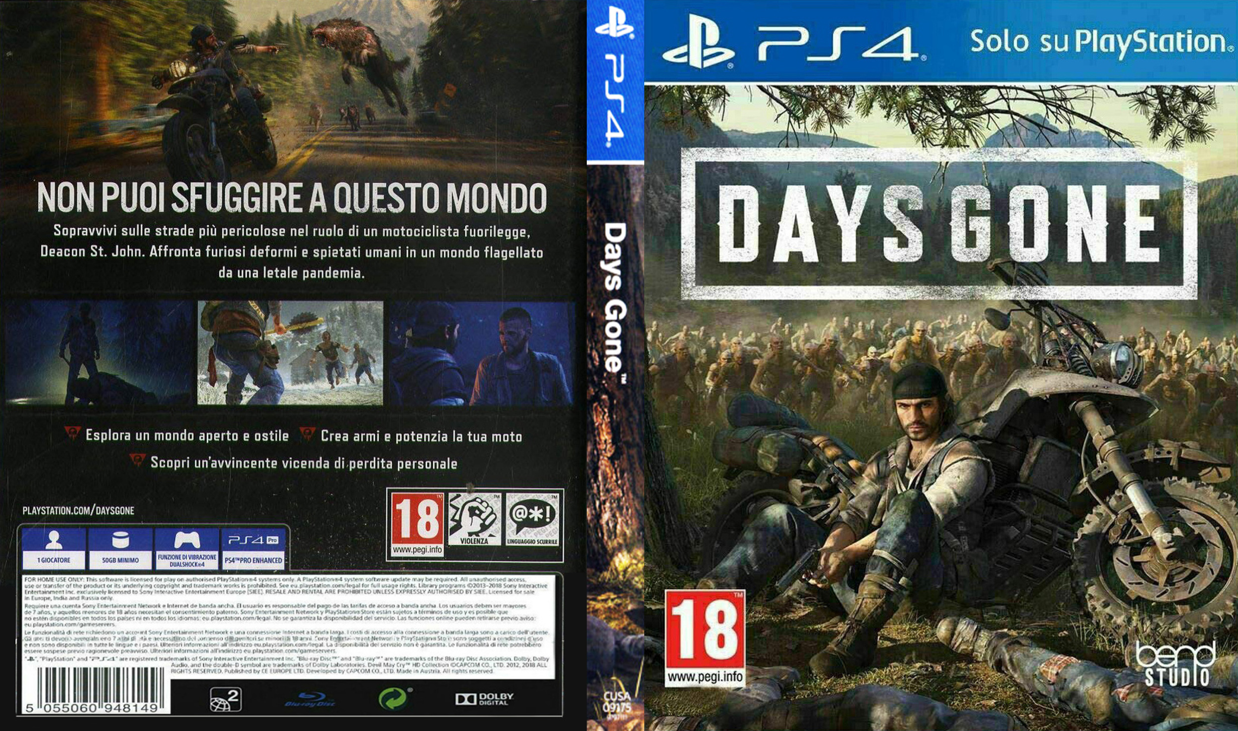 Days Gone PS4 Replacement Box Art Case Insert Cover Cover Only