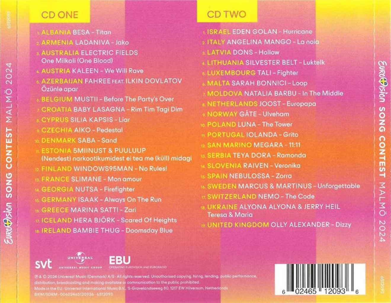 COVERS.BOX.SK ::: V.A. Eurovision Song Contest Malmo 2024 (1/4